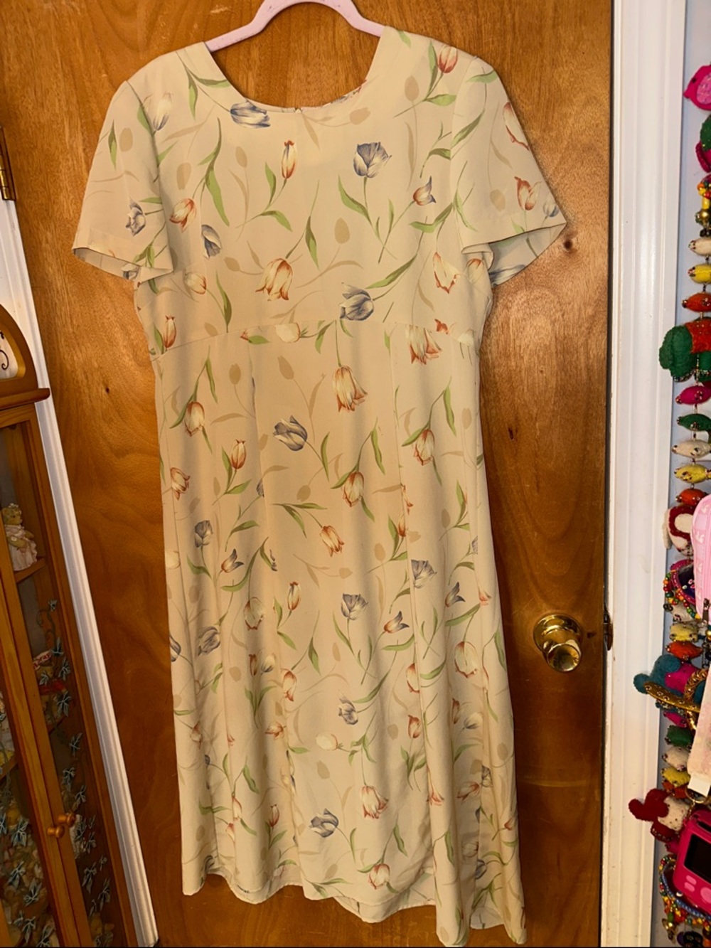 Norton McNaughton Cream Floral Short-Sleeve Midi Dress
